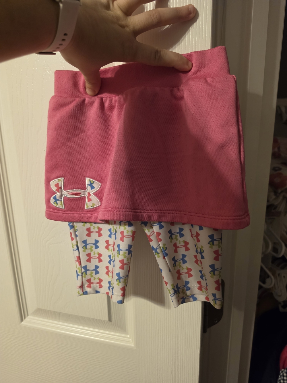 Under Armour Girls' Pink Skort with Logo-Print Leggings